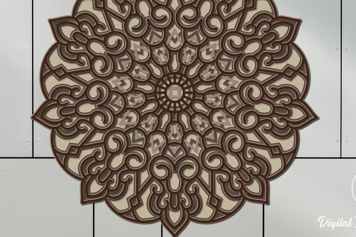 Intra απο ξύλο plywood 3mm-4mm πάχος αποκοπής 3D Layered Mandala Δίασταση 12x12 cm INTRAFABR-15047296