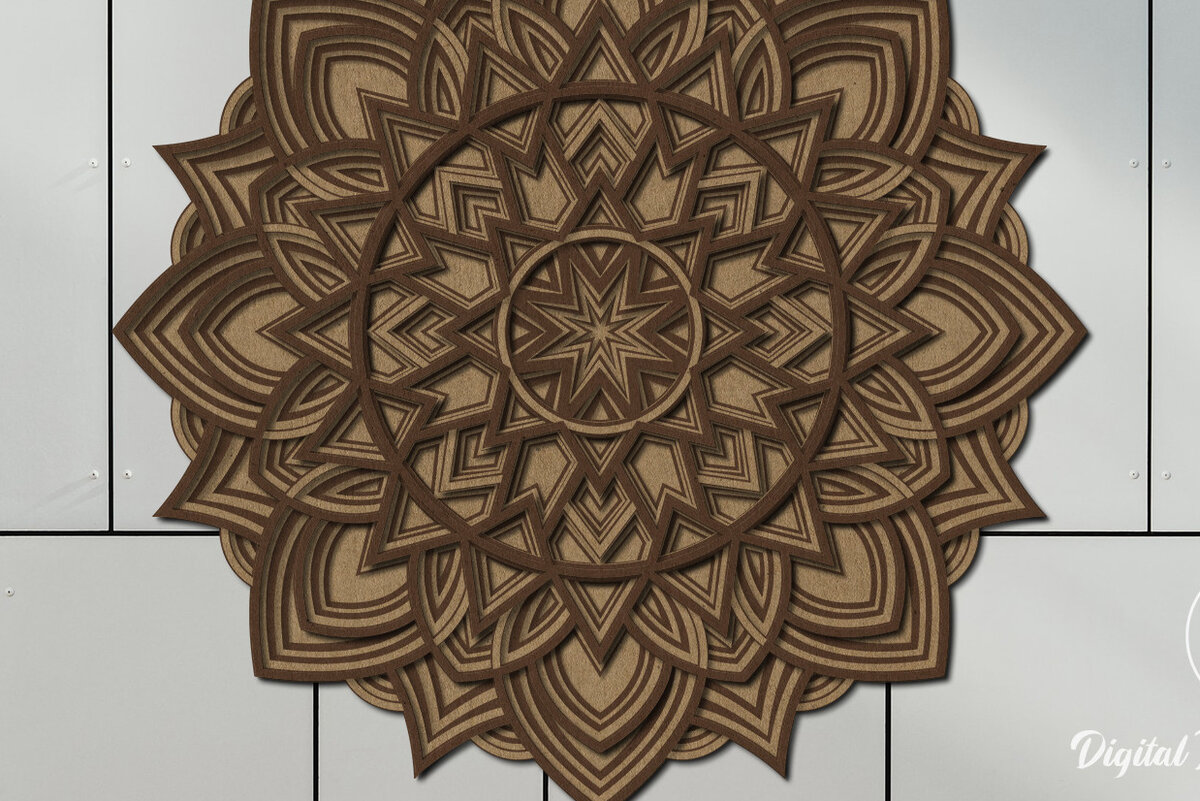 Intra απο ξύλο plywood 3mm-4mm πάχος αποκοπής 3D Layered Mandala Δίασταση 12x12 cm INTRAFABR-15133807