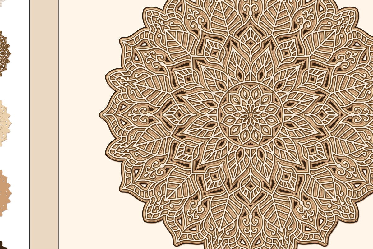 Intra απο ξύλο plywood 3mm-4mm πάχος 3D Layered Mandala – αποκοπής Δίασταση 30x30 cm INTRAFABR-19140628