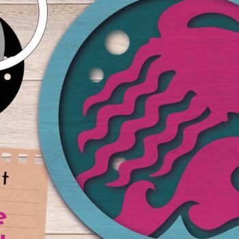 Intra απο ξύλο plywood 3mm-4mm πάχος 3D Layered Marine Wall Art, Jellyfish Δίασταση 40x40 cm INTRAFABR-70307212 - Image 1