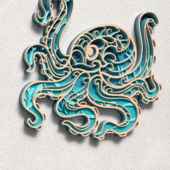 Intra απο ξύλο plywood 3mm-4mm πάχος 3D Layered Octopus Δίασταση 30x30 cm INTRAFABR-119707513 - Image 3