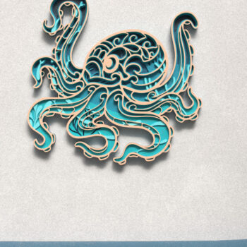 Intra απο ξύλο plywood 3mm-4mm πάχος 3D Layered Octopus Δίασταση 30x30 cm INTRAFABR-119707513 - Image 4