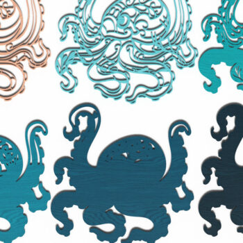 Intra απο ξύλο plywood 3mm-4mm πάχος 3D Layered Octopus Δίασταση 30x30 cm INTRAFABR-119707513 - Image 5