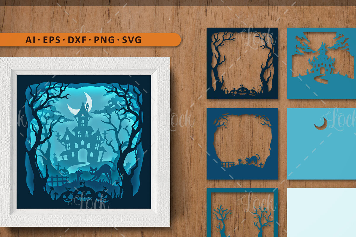 Intra απο ξύλο plywood 3mm-4mm πάχος 3d Layered of Halloween Castle Δίασταση 15x15 cm INTRAFABR-104665525