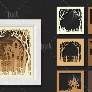 Intra απο ξύλο plywood 3mm-4mm πάχος 3d Layered of Halloween Castle Δίασταση 15x15 cm INTRAFABR-39359112