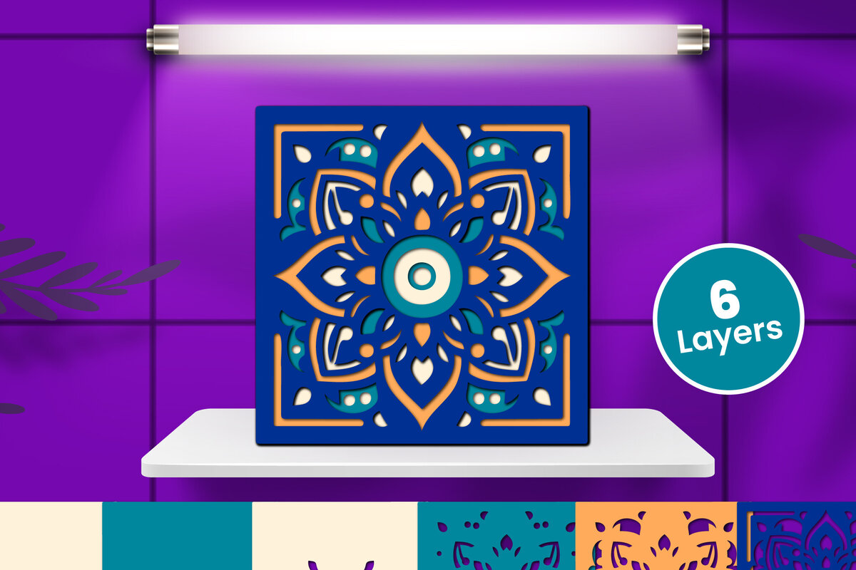 Intra απο ξύλο plywood 3mm-4mm πάχος Διακοσμητικό Μάνταλα με τρισδιάστατο χαρτί Δίασταση 12x12 cm INTRAFABR-124565534