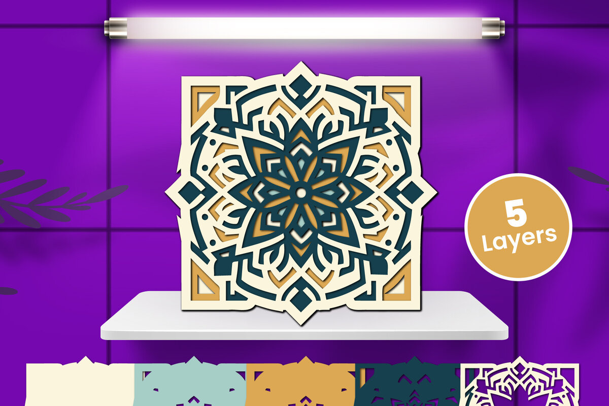 Intra απο ξύλο plywood 3mm-4mm πάχος Διακοσμητικό Μάνταλα με τρισδιάστατο χαρτί Δίασταση 12x12 cm INTRAFABR-124565541