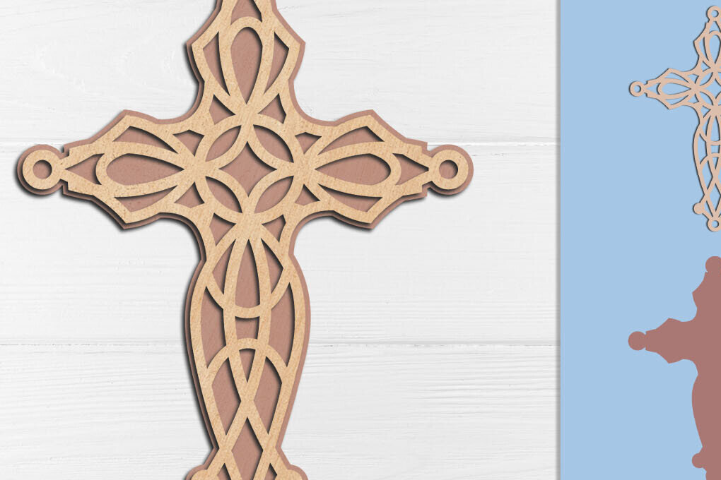 Intra απο ξύλο plywood 3mm-4mm πάχος Τρισδιάστατος θρησκευτικός σταυρός Mandala Δίασταση 30x30 cm INTRAFABR-118477419