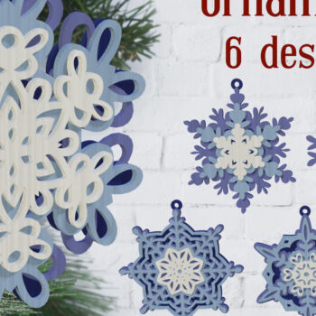 Intra απο ξύλο plywood 3mm-4mm πάχος στολίδια με 3D στρώσεις νιφάδα χιονιού Δίασταση 8x8 cm INTRAFABR-81432745 - Image 1