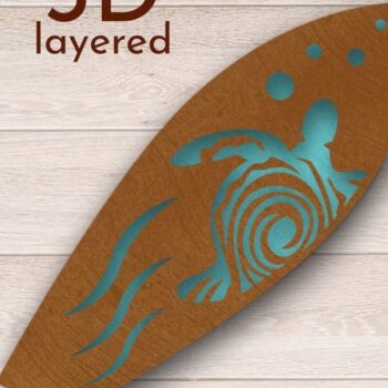 Intra απο ξύλο plywood 3mm-4mm πάχος 3D Layered Surf Wall Art, κοπής με λέιζερ Δίασταση 40x40 cm INTRAFABR-34952432 - Image 1