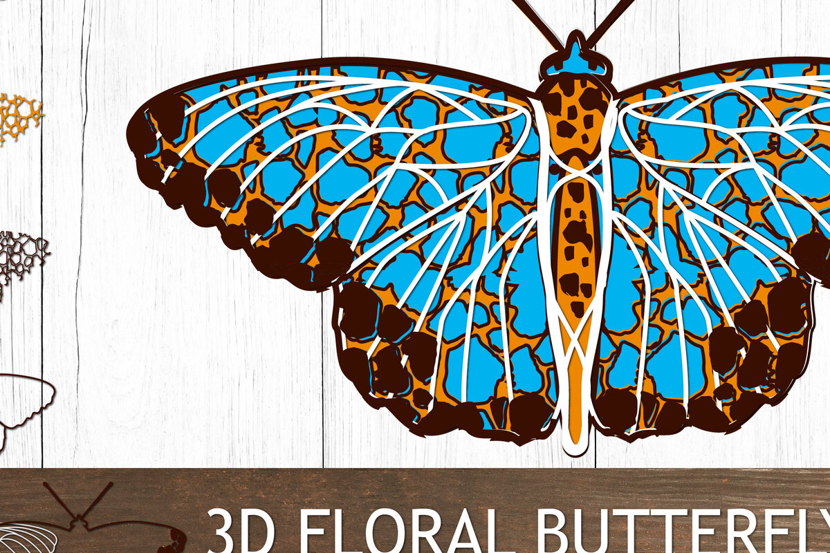 Intra απο ξύλο plywood 3mm-4mm πάχος 3D Layered Butterfly. 3D Mandala Δίασταση 10x10 cm INTRAFABR-25084247