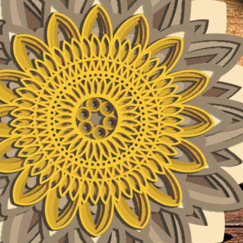 Intra απο ξύλο plywood 3mm-4mm πάχος 3D Layered Sunflower, 3D Δίασταση 30x20 cm INTRAFABR-72315585 - Image 1
