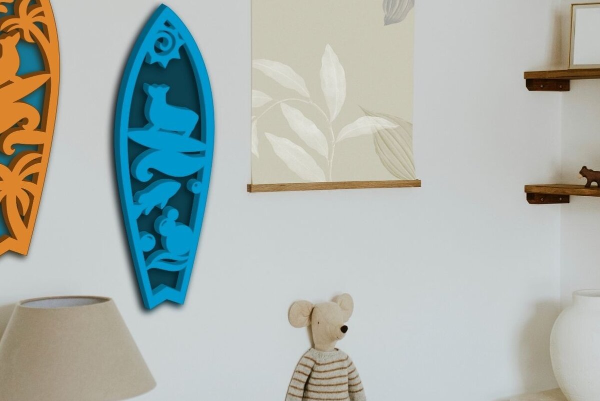 Intra απο ξύλο plywood 3mm-4mm πάχος 3D Layered , Surf Wall Art, Corgi Dog Δίασταση 40x40 cm INTRAFABR-90051737 - Image 4
