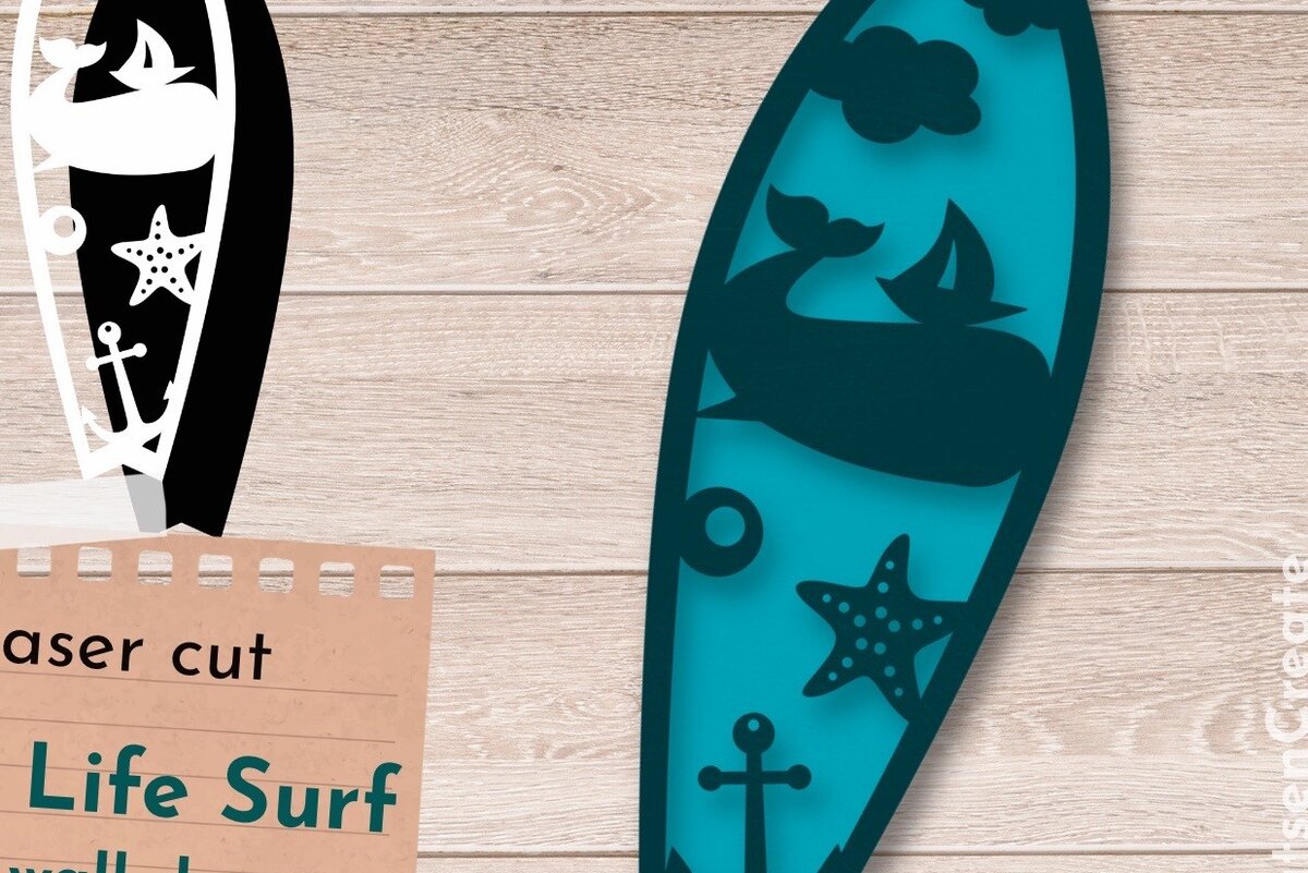 Intra απο ξύλο plywood 3mm-4mm πάχος 3D Layered , Surf Wall Art, Sea Whale Δίασταση 40x40 cm INTRAFABR-62766901
