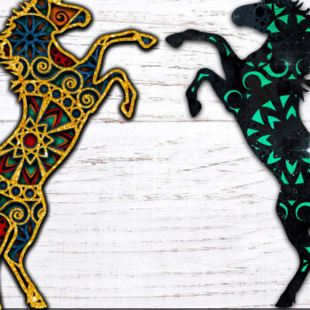 Intra απο ξύλο plywood 3mm-4mm πάχος Τρισδιάστατη Μάνταλα Μονόκερος με στρώσεις Δίασταση 30x30 cm INTRAFABR-25331135 - Image 1