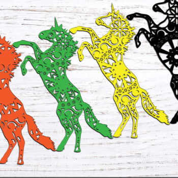 Intra απο ξύλο plywood 3mm-4mm πάχος Τρισδιάστατη Μάνταλα Μονόκερος με στρώσεις Δίασταση 30x30 cm INTRAFABR-25331135 - Image 2