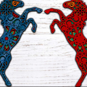 Intra απο ξύλο plywood 3mm-4mm πάχος Τρισδιάστατη Μάνταλα Μονόκερος με στρώσεις Δίασταση 30x30 cm INTRAFABR-25331135 - Image 3