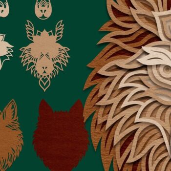 Intra απο ξύλο plywood 3mm-4mm πάχος 3D Layered Wolf Mandala | Τέχνη τοίχου Δίασταση 30x30 cm INTRAFABR-123423192 - Image 2