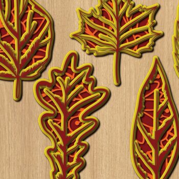 Intra απο ξύλο plywood 3mm-4mm πάχος 3D Leaves Papercut Layer Δίασταση 15x15 cm INTRAFABR-31938947 - Image 1