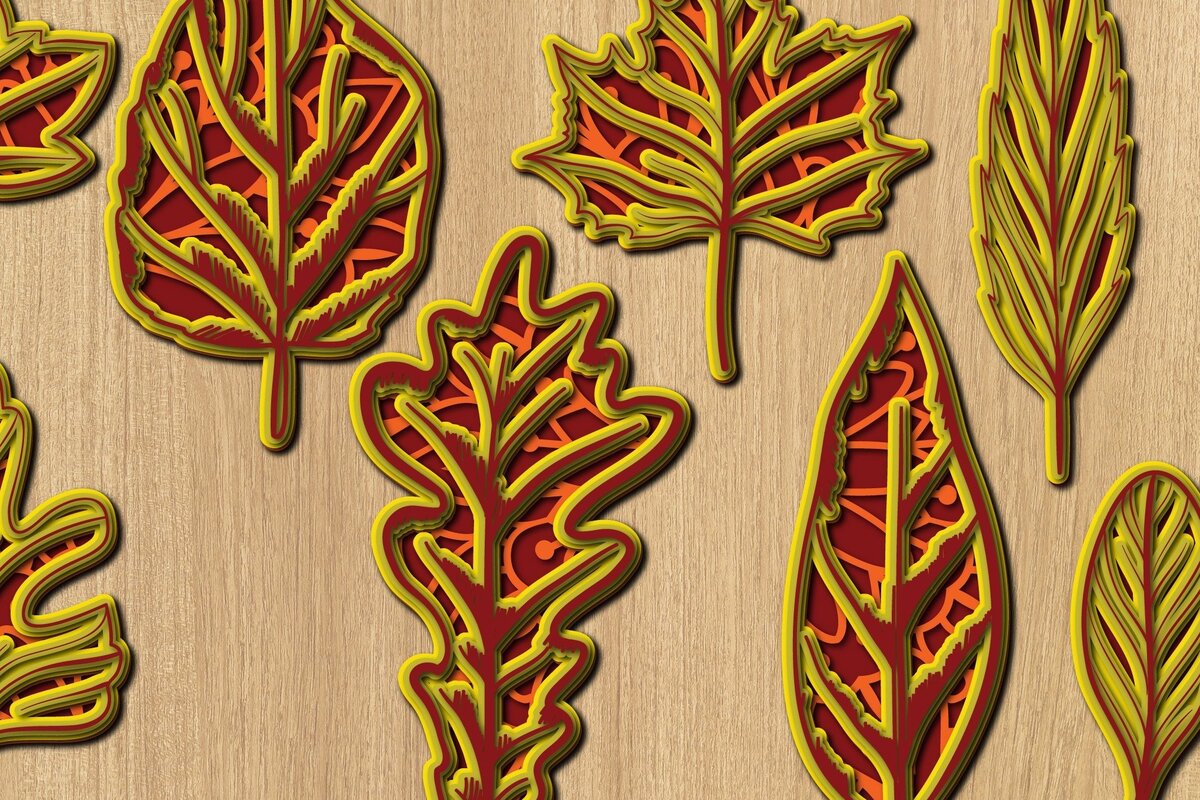 Intra απο ξύλο plywood 3mm-4mm πάχος 3D Leaves Papercut Layer Δίασταση 15x15 cm INTRAFABR-31938947