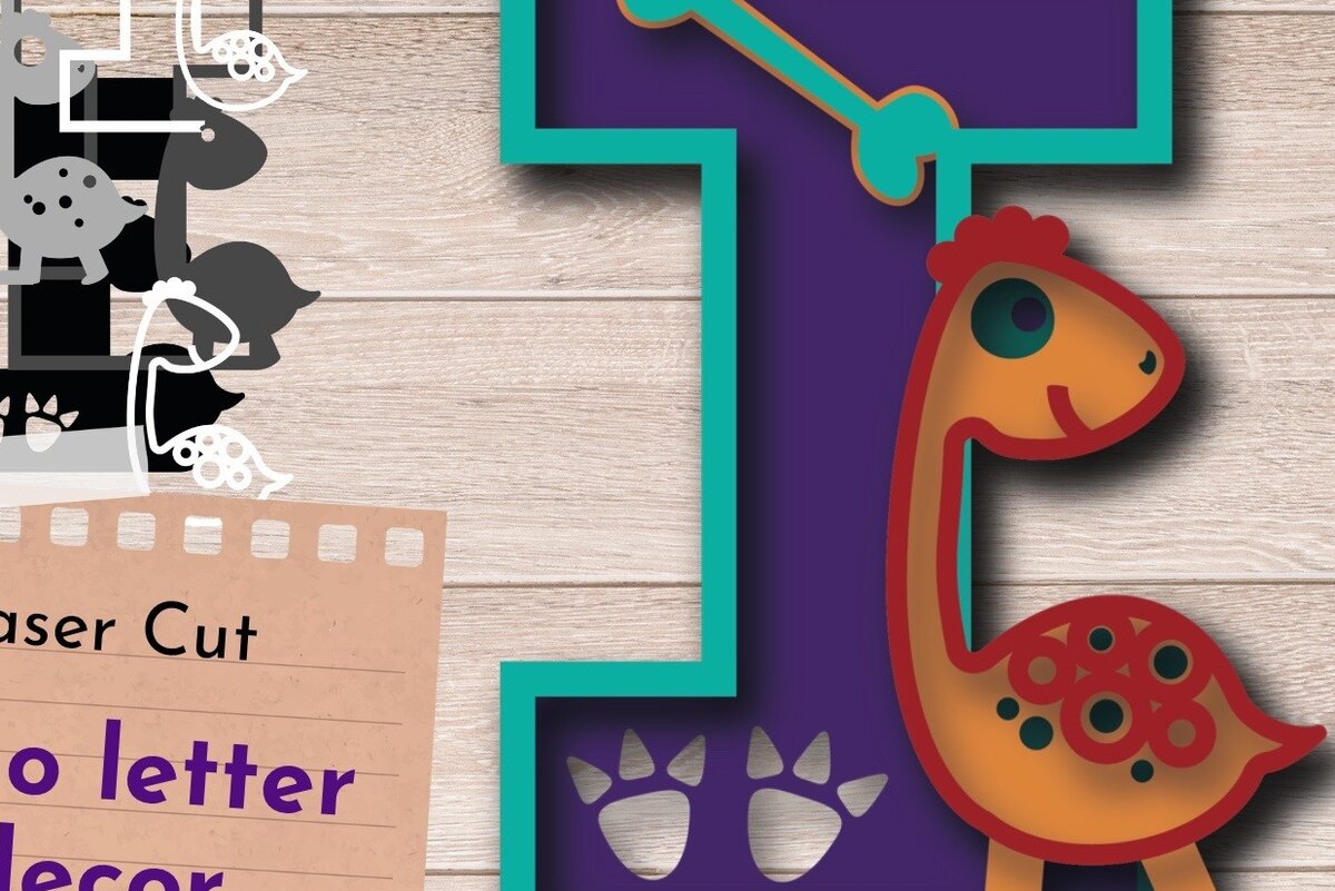 Intra απο ξύλο plywood 3mm-4mm πάχος 3D LETTER I , Dino Birthday Δίασταση 15x15 cm INTRAFABR-59254858 - Image 1