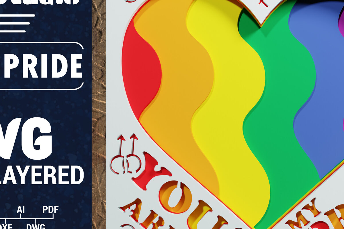 Intra απο ξύλο plywood 3mm-4mm πάχος 3d LGBT Pride Papercut Δίασταση 1200x1200 cm INTRAFABR-71811785 - Image 1