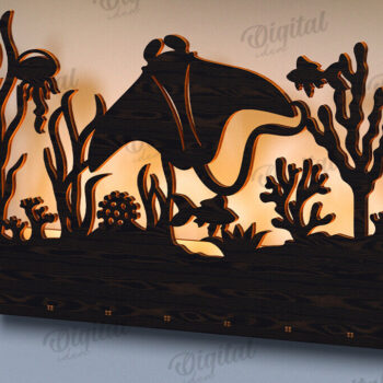 Intra απο ξύλο plywood 3mm-4mm πάχος Τρισδιάστατη Lightbox. Θαλάσσια ζωή Δίασταση 30x20 cm INTRAFABR-122456634 - Image 1