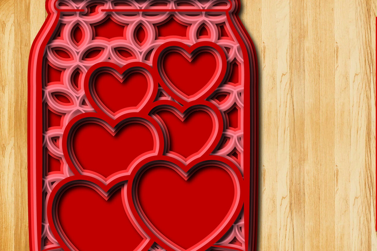 Intra απο ξύλο plywood 3mm-4mm πάχος 3D Love Jar Cut  Δίασταση 30x30 cm INTRAFABR-24575747