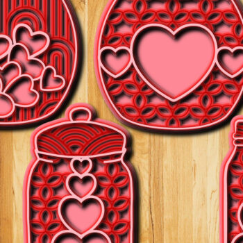 Intra απο ξύλο plywood 3mm-4mm πάχος 3D Love Jar Cut  Δίασταση 15x15 cm INTRAFABR-24574135 - Image 1