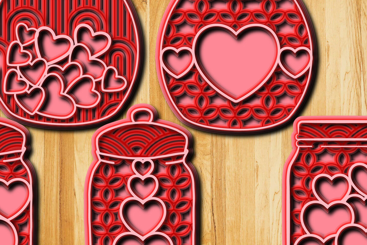 Intra απο ξύλο plywood 3mm-4mm πάχος 3D Love Jar Cut  Δίασταση 15x15 cm INTRAFABR-24574135