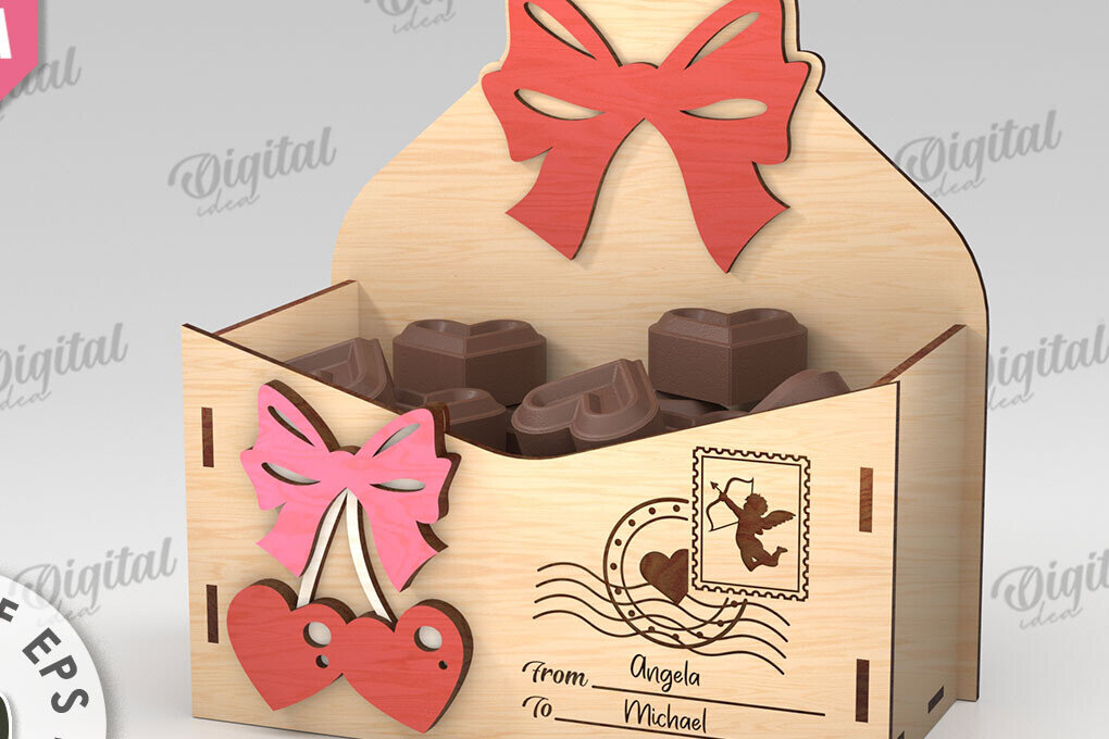 Intra απο ξύλο plywood 3mm-4mm πάχος 3D Love Letter Κουτί δώρου Δίασταση 15x15 cm INTRAFABR-112455264 - Image 1