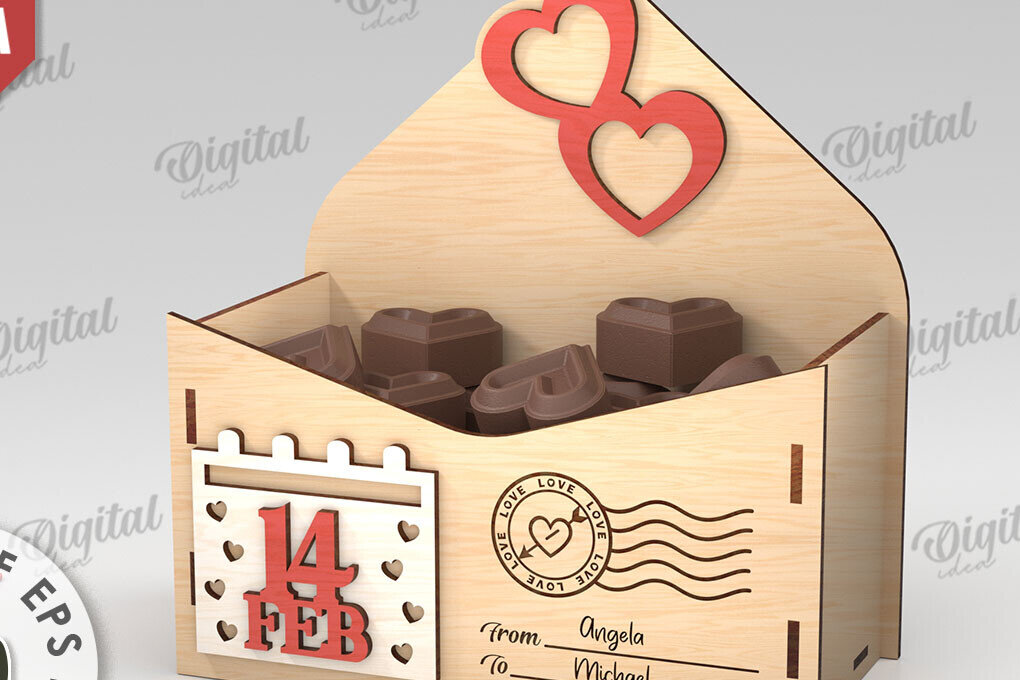 Intra απο ξύλο plywood 3mm-4mm πάχος 3D Love Letter Κουτί δώρου Δίασταση 15x15 cm INTRAFABR-112455376