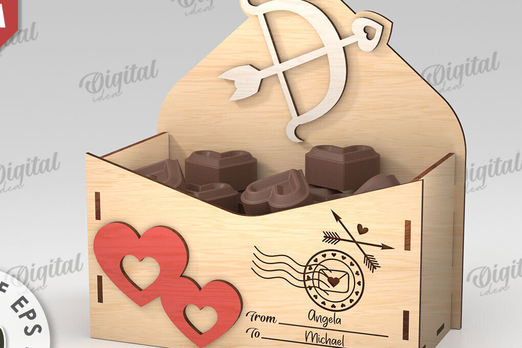 Intra απο ξύλο plywood 3mm-4mm πάχος 3D Love Letter Κουτί δώρου Δίασταση 15x15 cm INTRAFABR-112455770