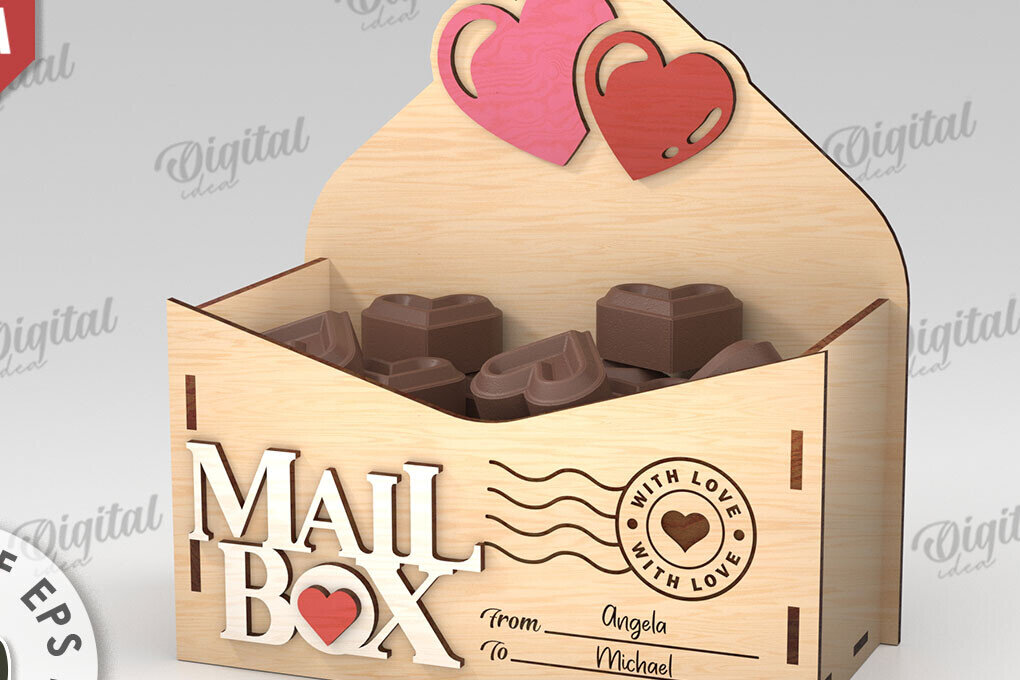 Intra απο ξύλο plywood 3mm-4mm πάχος 3D Love Letter Κουτί δώρου Δίασταση 15x15 cm INTRAFABR-112455206