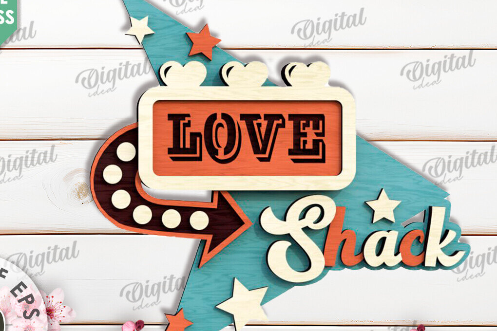 Intra απο ξύλο plywood 3mm-4mm πάχος 3D Love Shack Door Sign Cut  Δίασταση 15x15 cm INTRAFABR-115232102