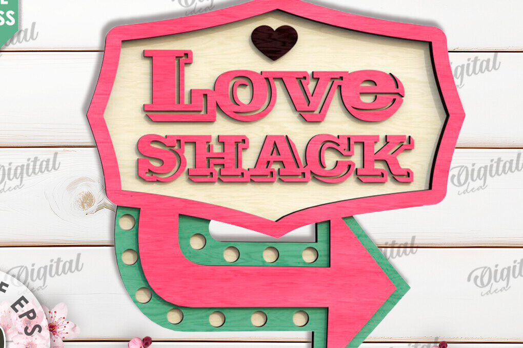 Intra απο ξύλο plywood 3mm-4mm πάχος 3D Love Shack Door Sign Cut  Δίασταση 15x15 cm INTRAFABR-115232167
