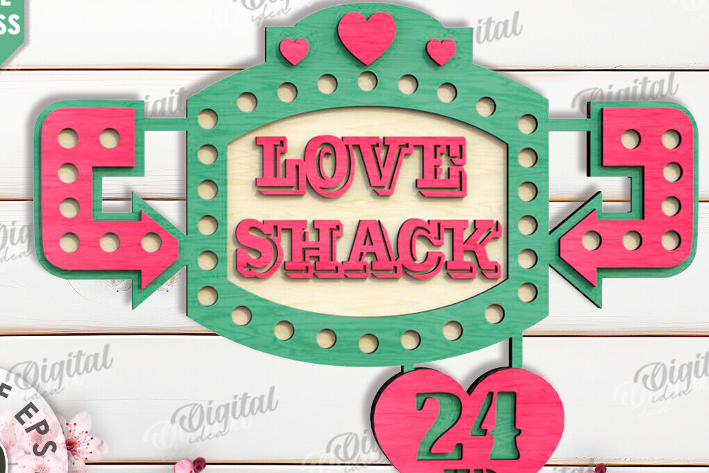 Intra απο ξύλο plywood 3mm-4mm πάχος 3D Love Shack Door Sign Cut  Δίασταση 15x15 cm INTRAFABR-115231420