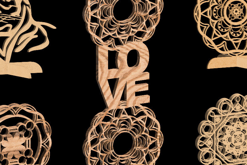 Intra απο ξύλο plywood 3mm-4mm πάχος 3D Mandala Δίασταση 30x30 cm INTRAFABR-22061730