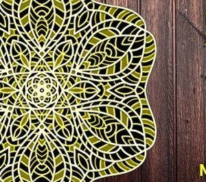 Intra απο ξύλο plywood 3mm-4mm πάχος Ψηφιακή 3D Mandala Δίασταση 30x30 cm INTRAFABR-32594240 - Image 3