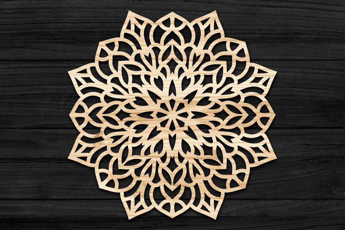 Intra απο ξύλο plywood 3mm-4mm πάχος Τρισδιάστατη Mandala Δίασταση 30x30 cm INTRAFABR-69584204 - Image 1
