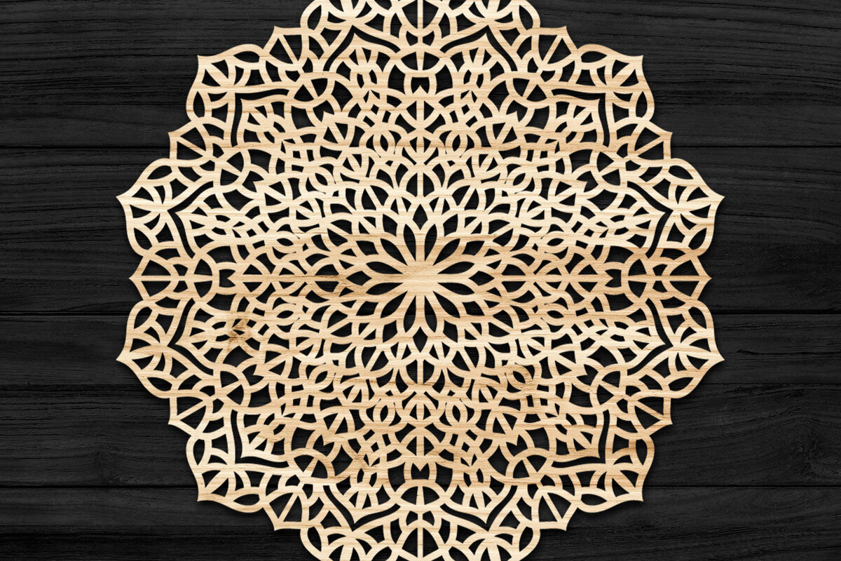 Intra απο ξύλο plywood 3mm-4mm πάχος Τρισδιάστατη Mandala Δίασταση 30x30 cm INTRAFABR-74283783 - Image 1