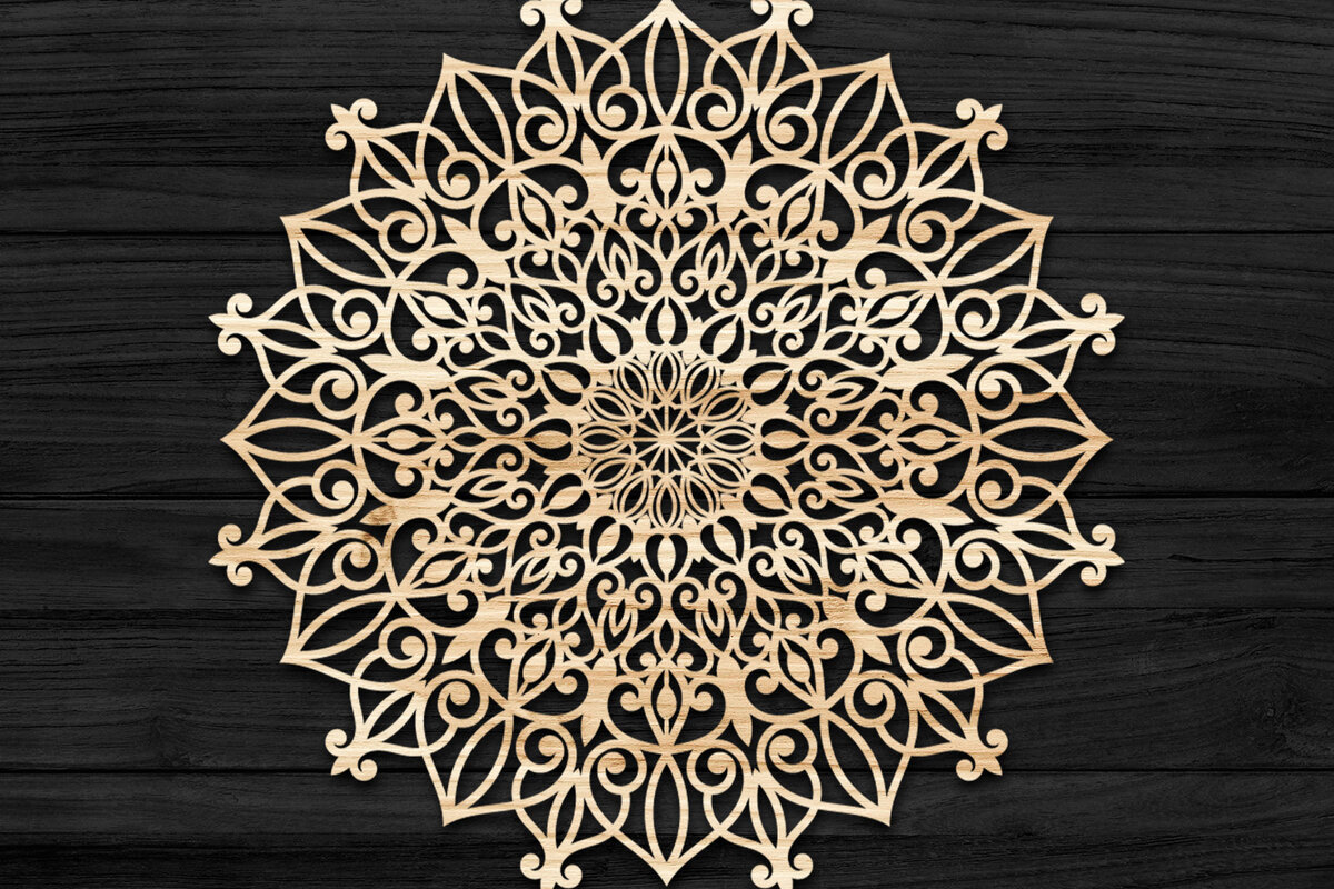 Intra απο ξύλο plywood 3mm-4mm πάχος Τρισδιάστατη Mandala Δίασταση 30x30 cm INTRAFABR-74284602 - Image 1