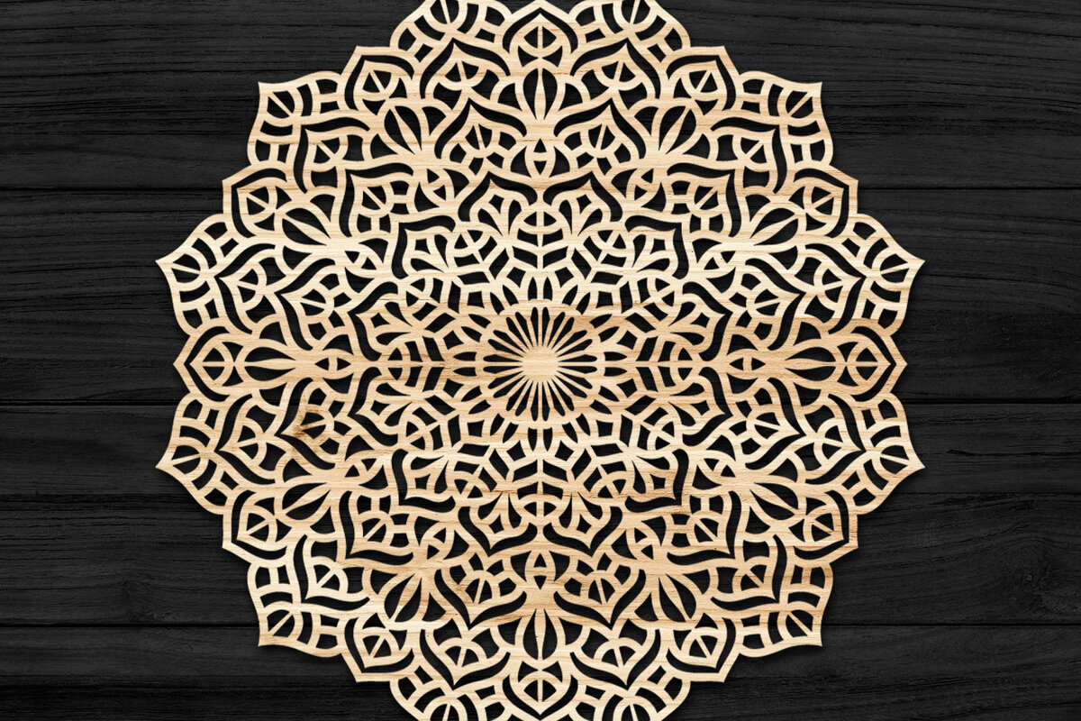 Intra απο ξύλο plywood 3mm-4mm πάχος Τρισδιάστατη Mandala Δίασταση 30x30 cm INTRAFABR-74286581