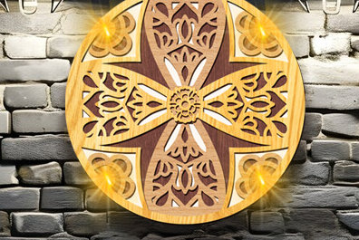 Intra απο ξύλο plywood 3mm-4mm πάχος 3D Mandala Led Light Δίασταση 30x30 cm INTRAFABR-97448839