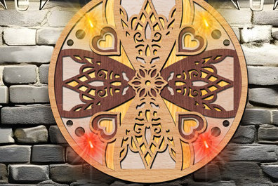 Intra απο ξύλο plywood 3mm-4mm πάχος 3D Mandala Led Light Δίασταση 30x30 cm INTRAFABR-97448842