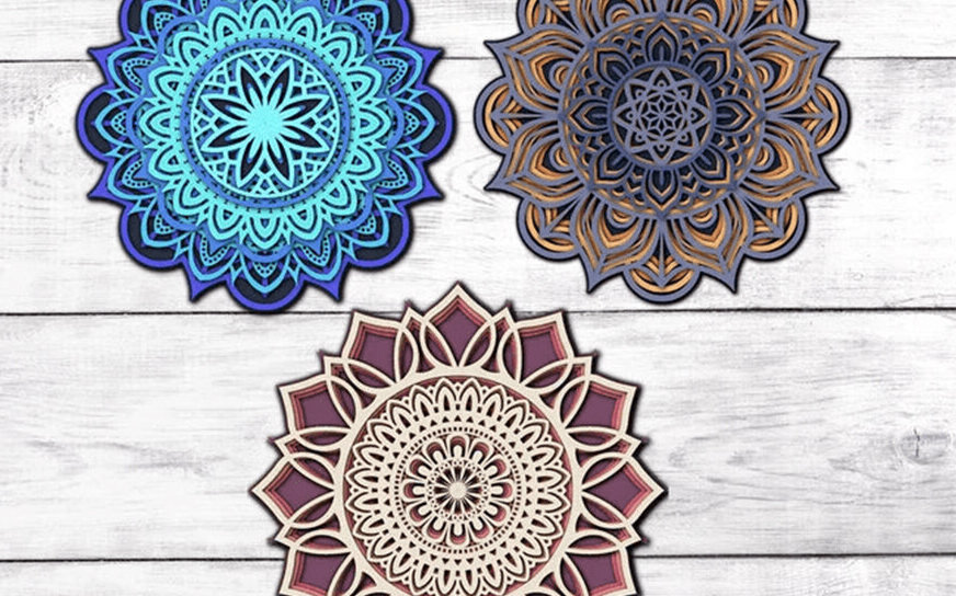 Intra απο ξύλο plywood 3mm-4mm πάχος 3D Mandala Layered Δίασταση 30x30 cm INTRAFABR-77074606