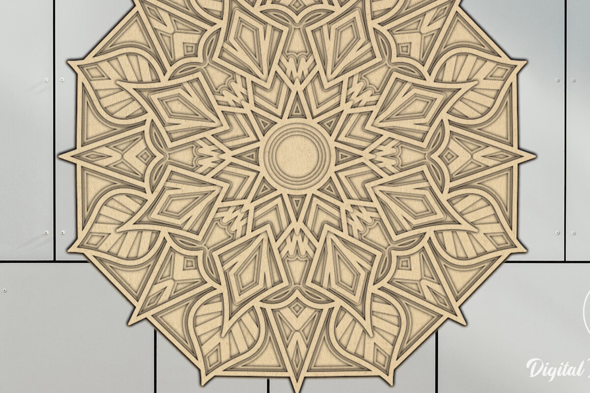 Intra απο ξύλο plywood 3mm-4mm πάχος κοπής 3D Mandala Δίασταση 12x12 cm INTRAFABR-15207408 - Image 1