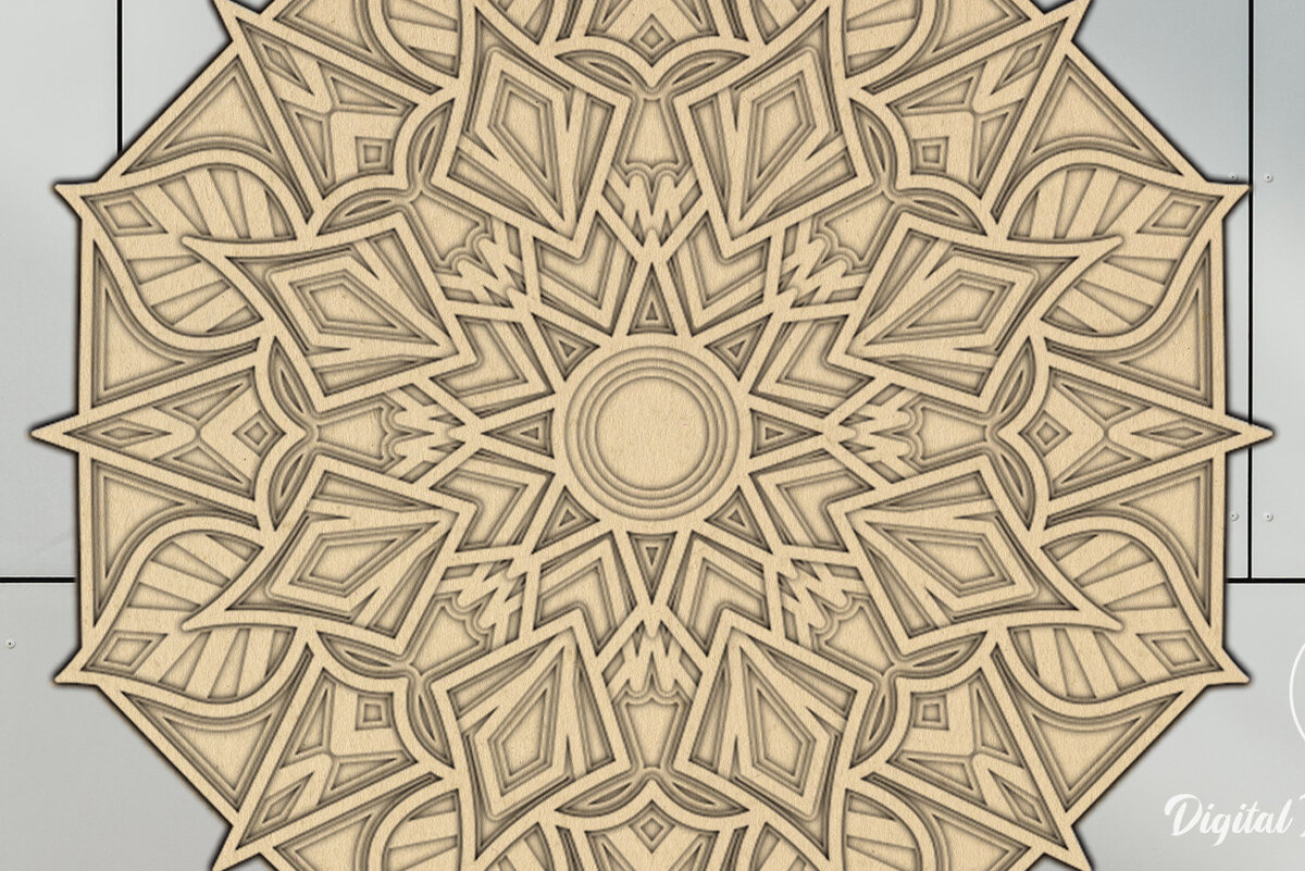 Intra απο ξύλο plywood 3mm-4mm πάχος κοπής 3D Mandala Δίασταση 12x12 cm INTRAFABR-15207408 - Image 2
