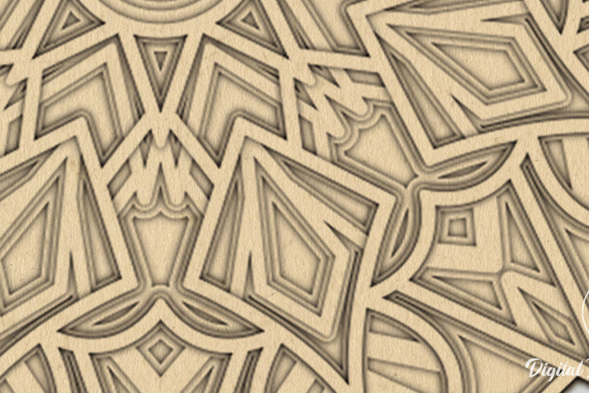 Intra απο ξύλο plywood 3mm-4mm πάχος κοπής 3D Mandala Δίασταση 12x12 cm INTRAFABR-15207408 - Image 5