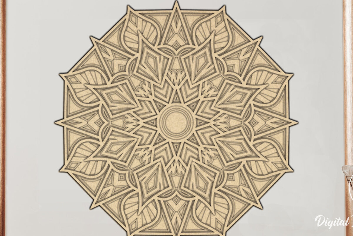 Intra απο ξύλο plywood 3mm-4mm πάχος κοπής 3D Mandala Δίασταση 12x12 cm INTRAFABR-15207408 - Image 6